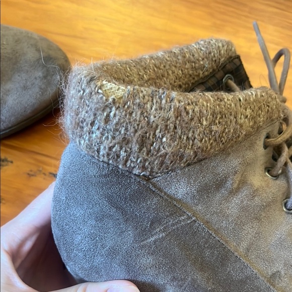 Madden Girl Lace Up Suede Wedge Boots - Brown - Picture 4 of 5